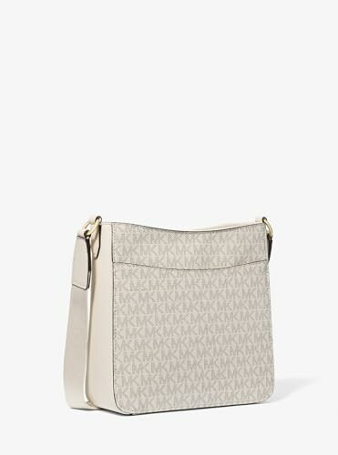 Beige crossbody bag with logo pattern