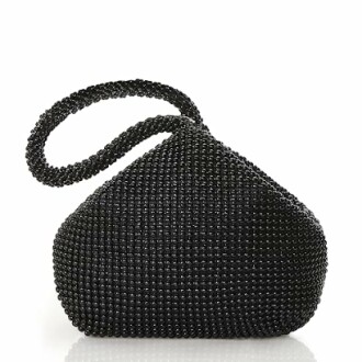 Black beaded handbag with a loop handle