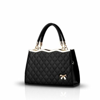 Nicole&Doris New Women/Ladies Handbag Shoulder Crossbody Bag Soft Surface PU Leather Diamond Lattice Black