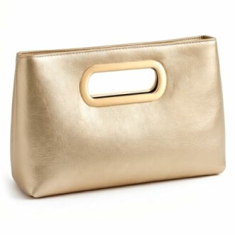 Stylish golden clutch bag with handle