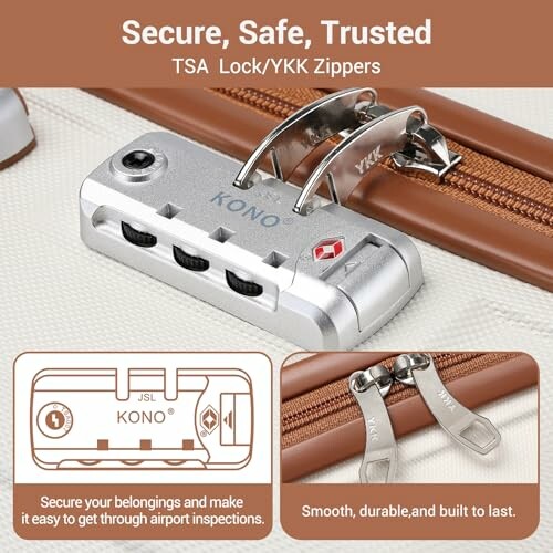 TSA lock with YKK zippers on luggage